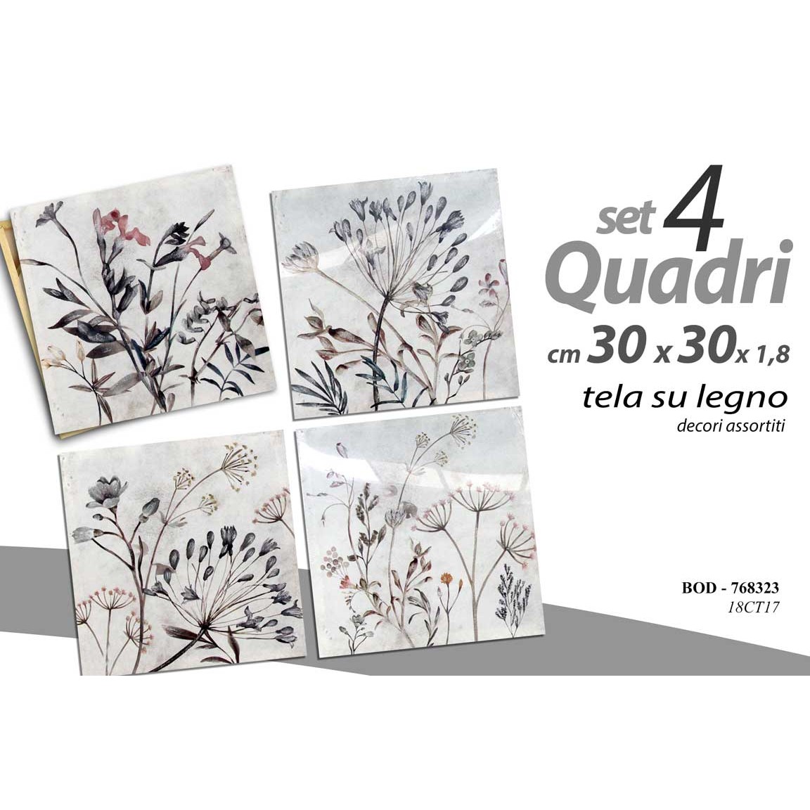 Bod/4 Quadri Ass 30*30*1,8Cm 18Ct17