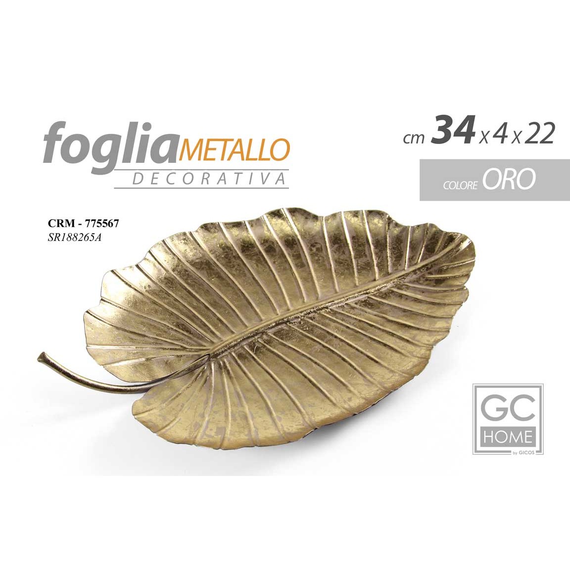 Crm/Foglia Metallo 34*4*22Cm Sr188265A