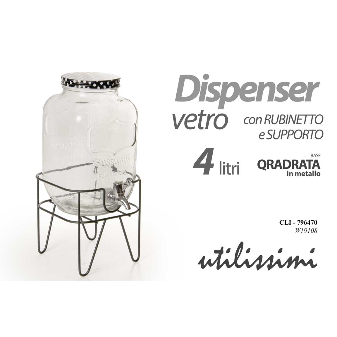 Cli/Dispencer C/Rubi.Vetro 4Litri W19108