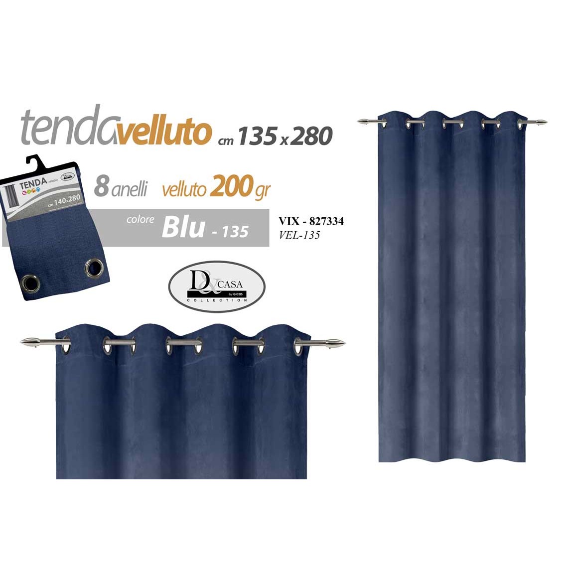 Vix/Tenda Vel.Blu 135*280Cm Vel-135
