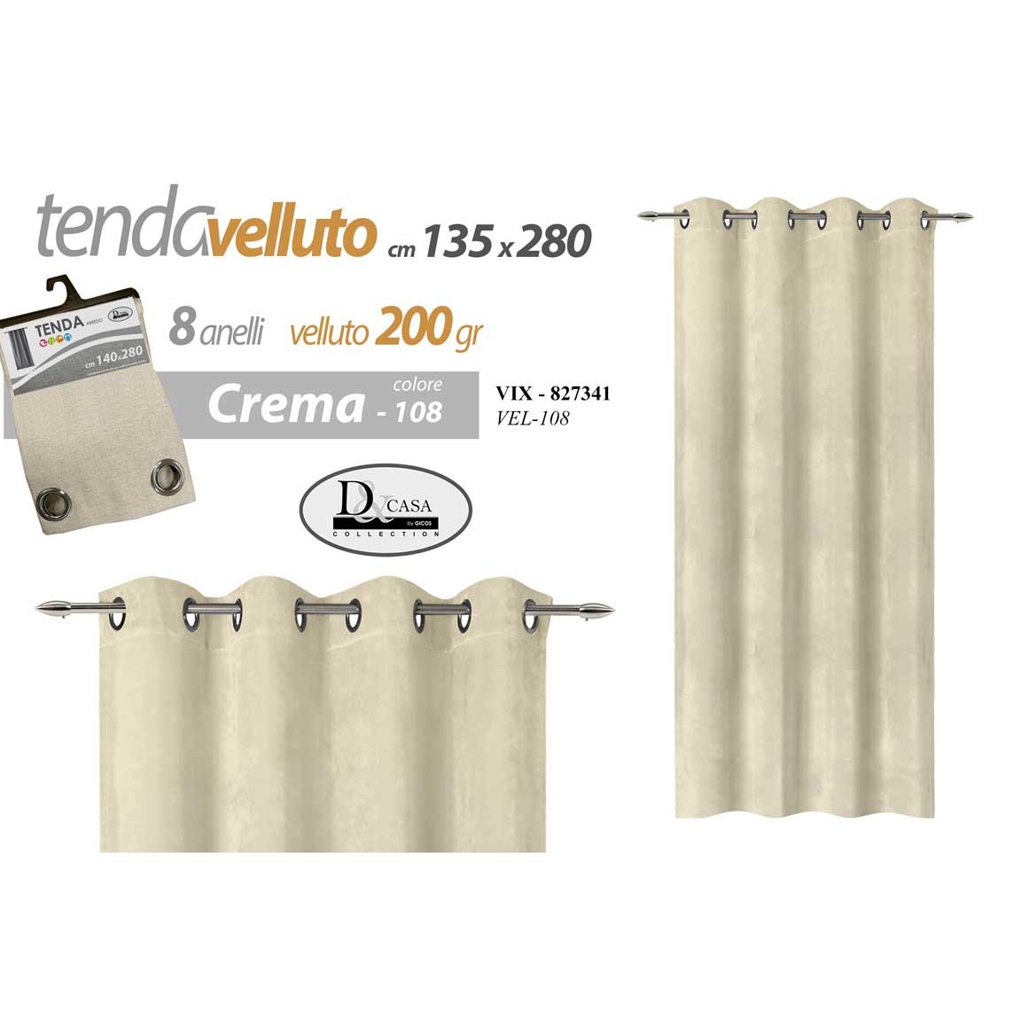 Vix/Tenda Vel.Crema 135*280Cm Vel-108