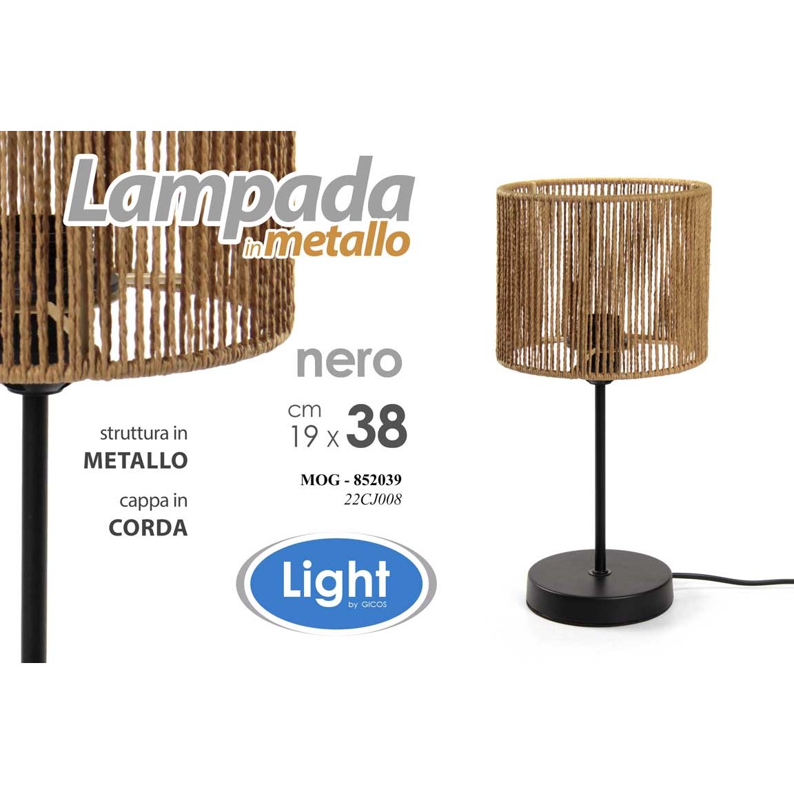 Mog/Lampada 19*19*38Cm 22Cj008