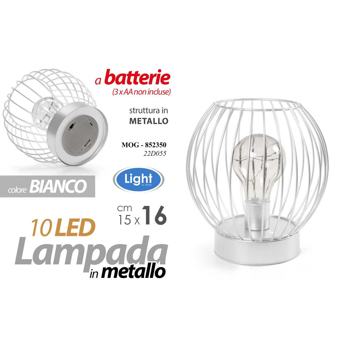 Mog/Lampada Led Bianca 15*15*16Cm 22D055