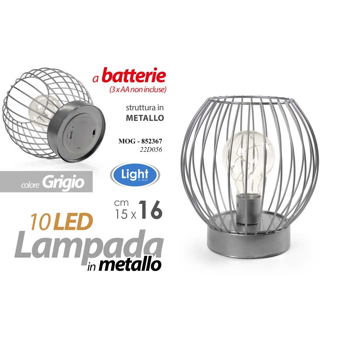 Mog/Lampada Led C.Silv 15*15*16Cm 22D056