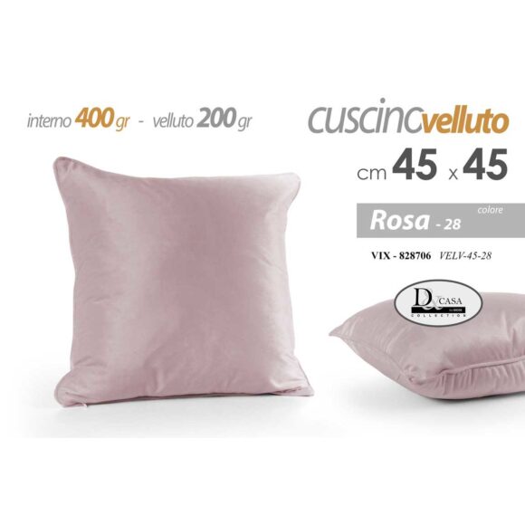 Vix/Cuscino Rosa 400G 45*45Cm Velv-45-28