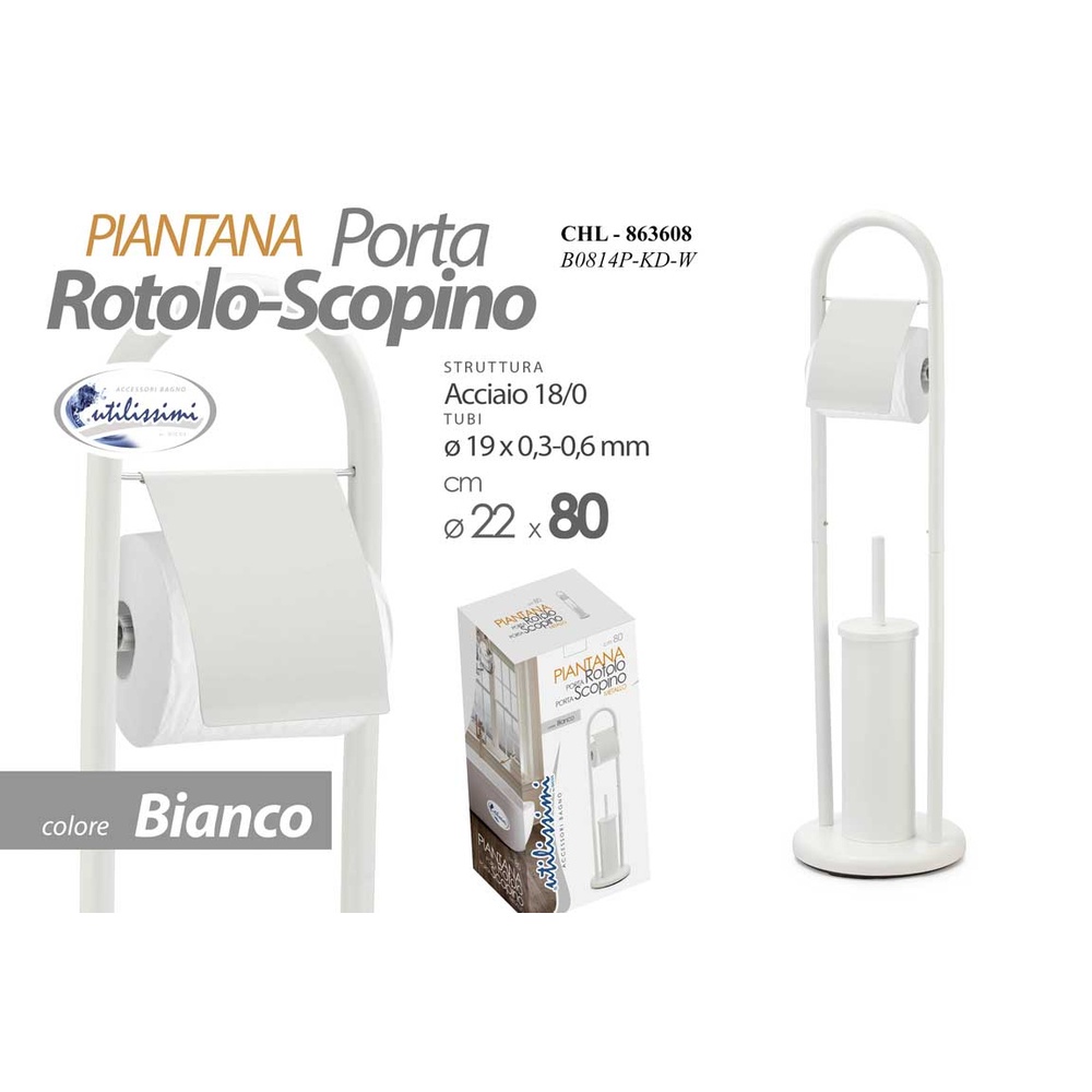 Chl/Porta Scopino + Carta Igienica Bianco 19Mm 22*80 B0814P-Kd/W