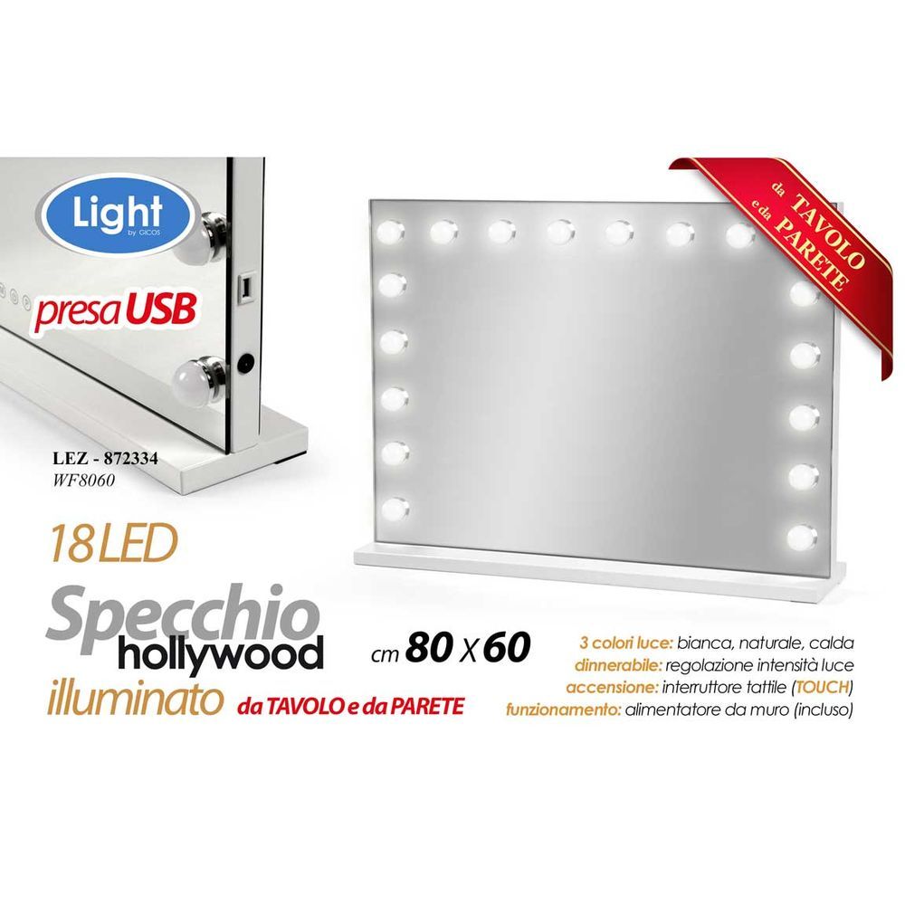 Lez/Specchio 18Led 80*60Cm Wf8060
