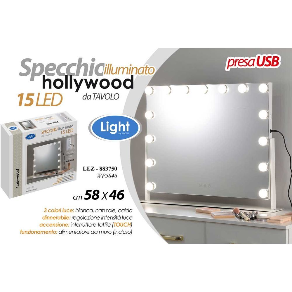 Lez/Specchio 15Led Move 58*46Cm W5846