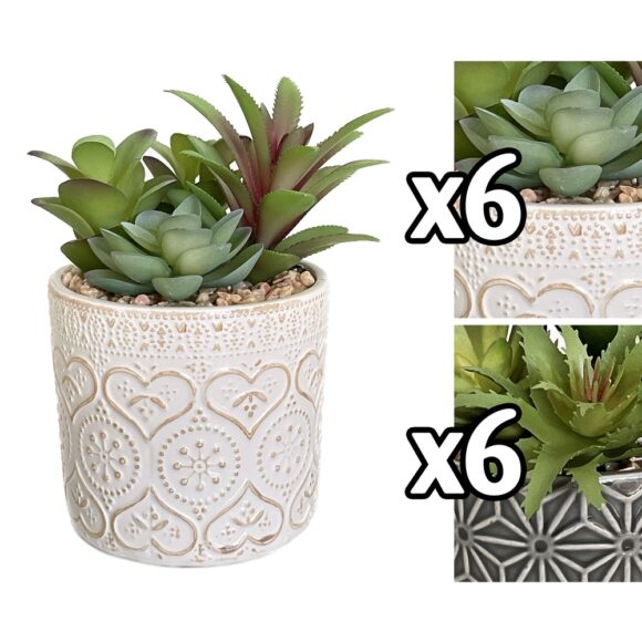 Bec 59951 Pianta Grassa Ceramic Pot 9,5*9,5*13,5Cm 2 Ass.