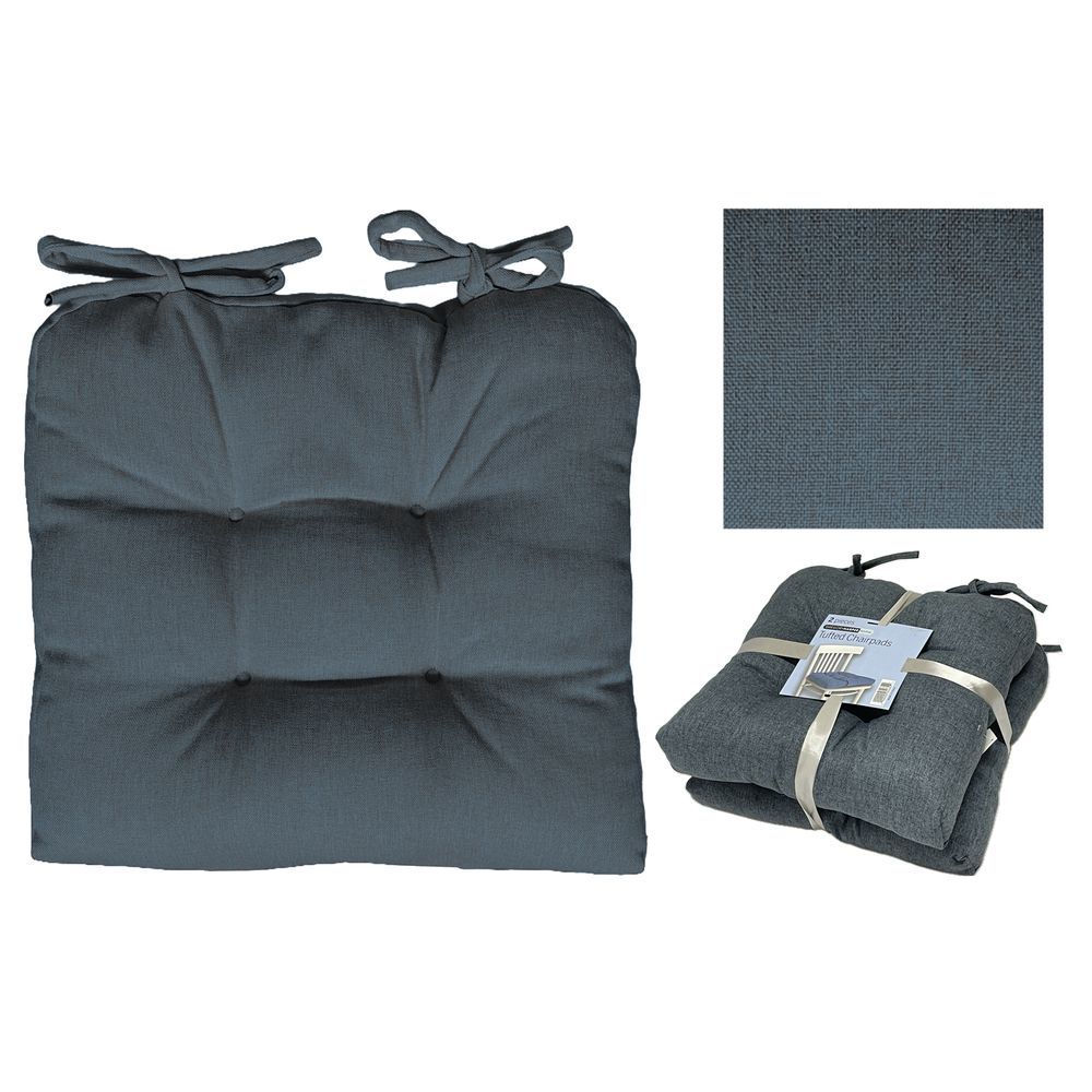 Tpe 61537 Set 2 Cuscini Da Seduta Blu Scuro 2 X 40*40*10Cm