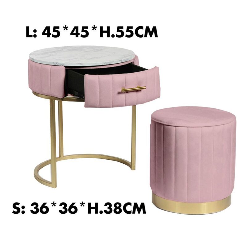 Tow 60247 Set Comodino E Pouf Lille Rosa