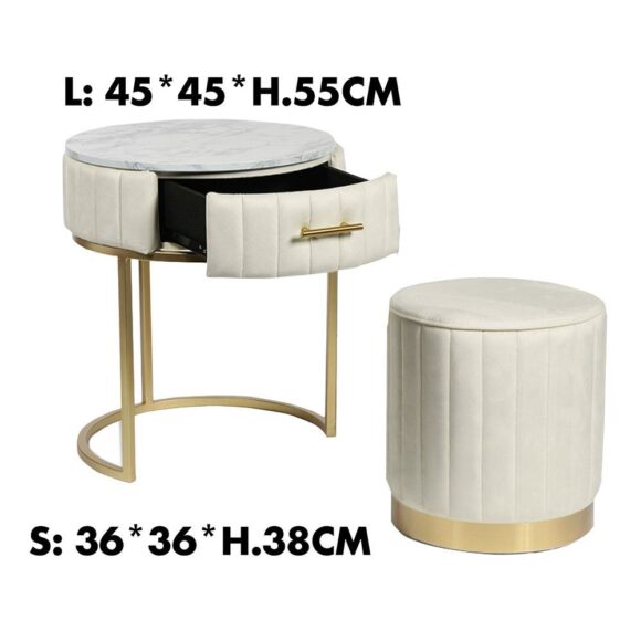 Tow 60253 Set Comodino E Pouf Lille Crema