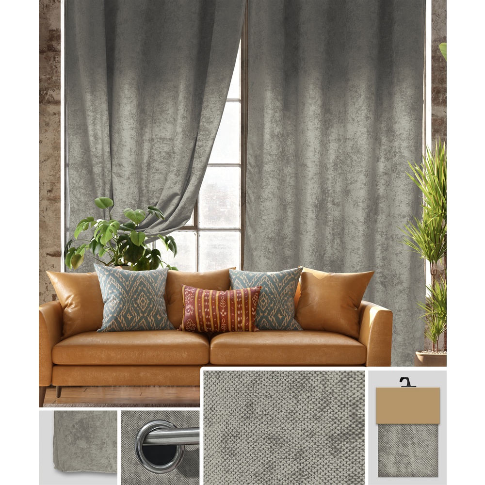 Len 60739 Tenda Virginia Grigia 140*280Cm