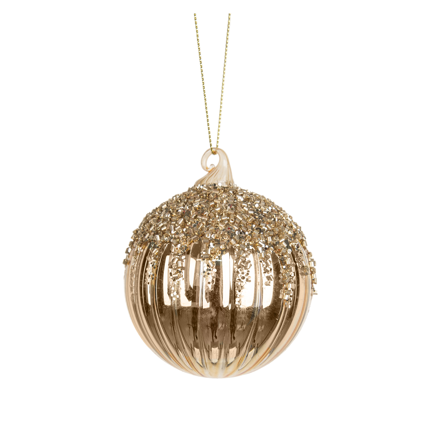 Yuj 56789 Sfera Vetro Perline Platino D.8Cm
