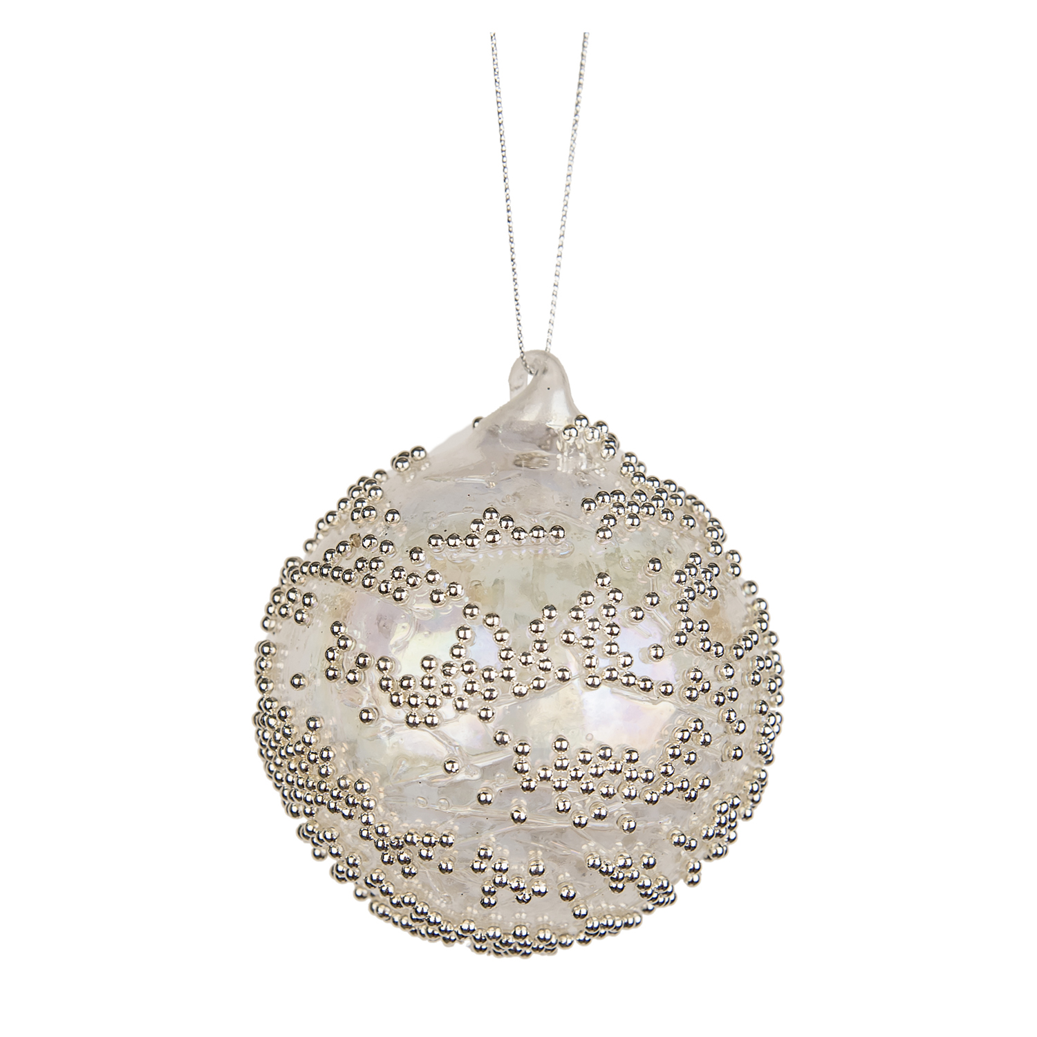 Yuj 56839 Sfera Vetro Perline Bianche D.10Cm