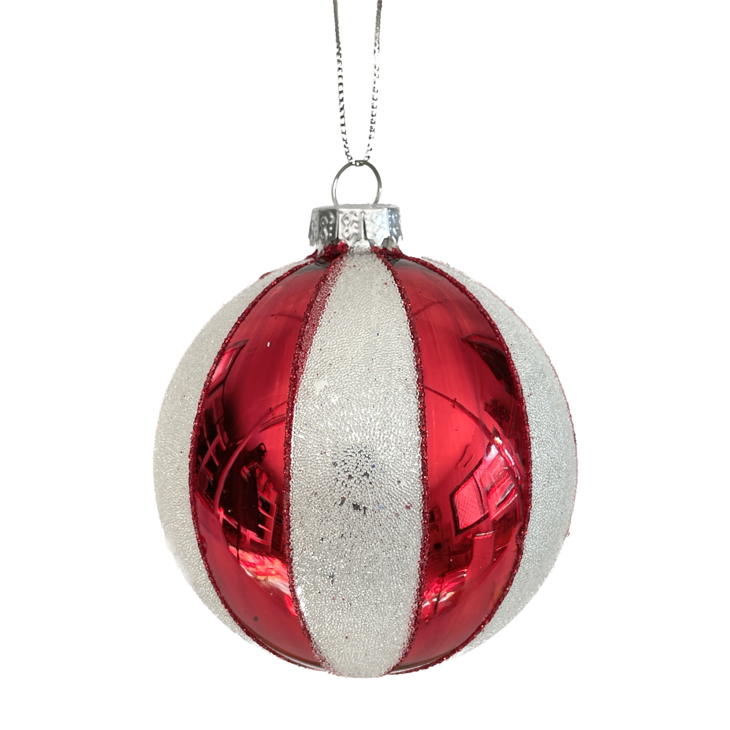Yuj 59214 Sfera Vetro Circo Red-White Tonda 10Cm