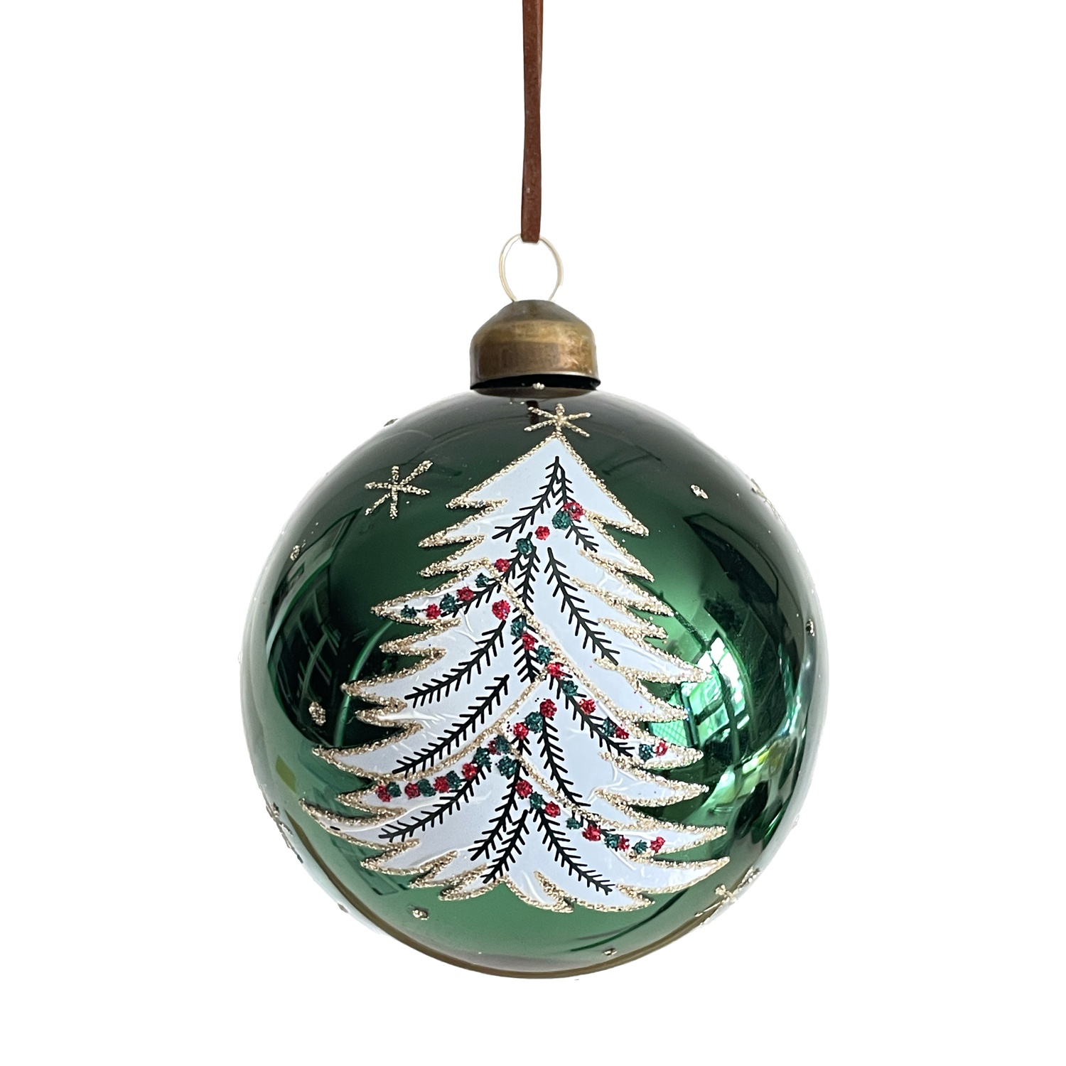 Yuj 59252 Sfera Vetro Green Christmas Tree Tonda 10Cm