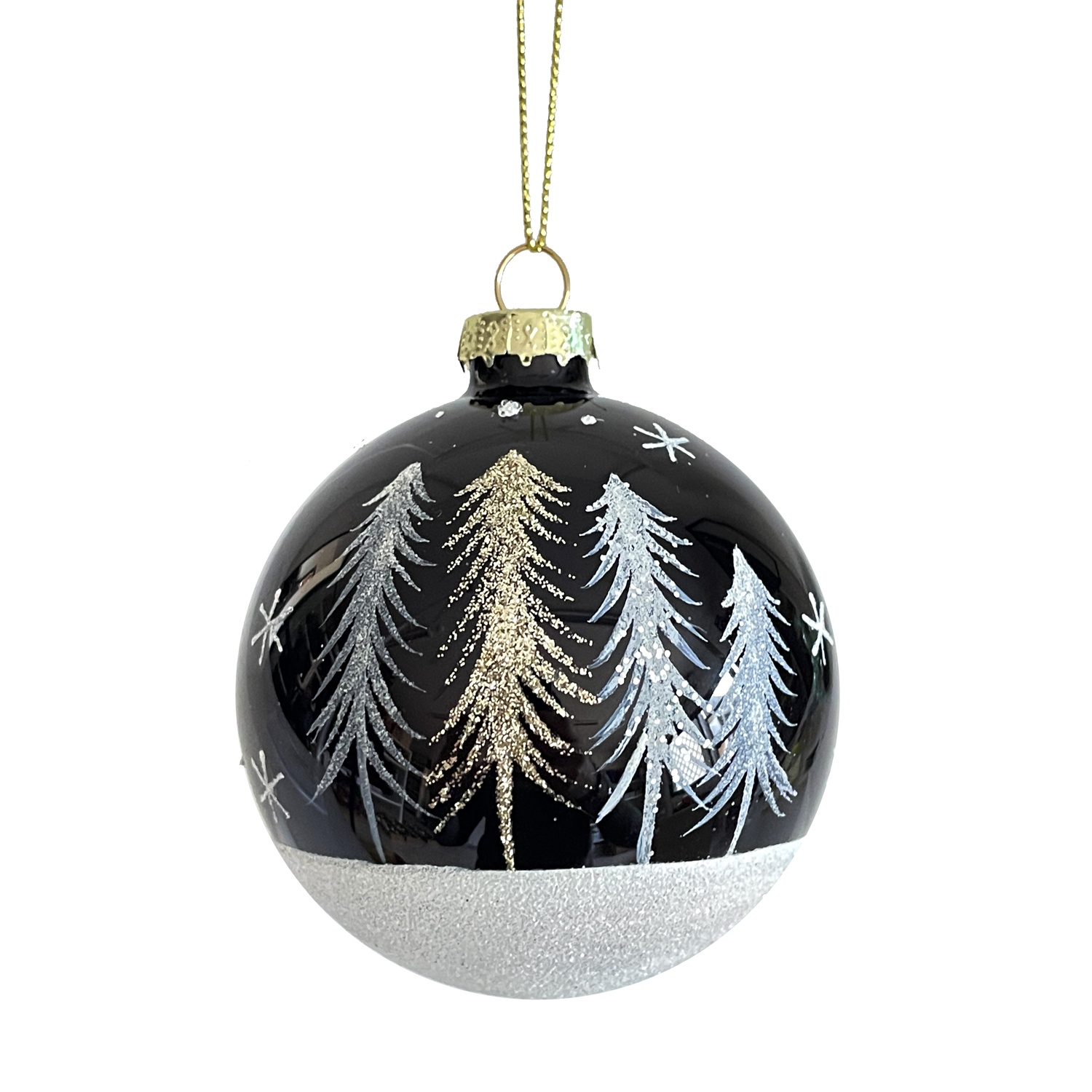 Yuj 59300 Sfera Vetro Black And White Alberi 10Cm