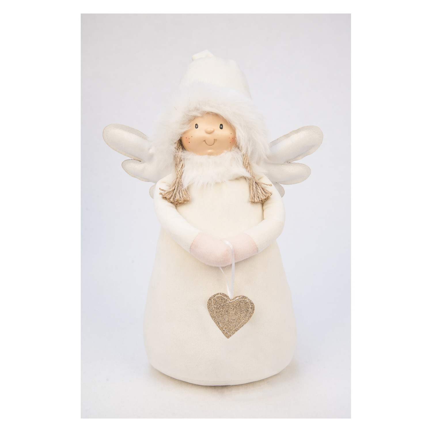Adm 55654 Deco Angel With Heart Cream Big 23X16X36Cm