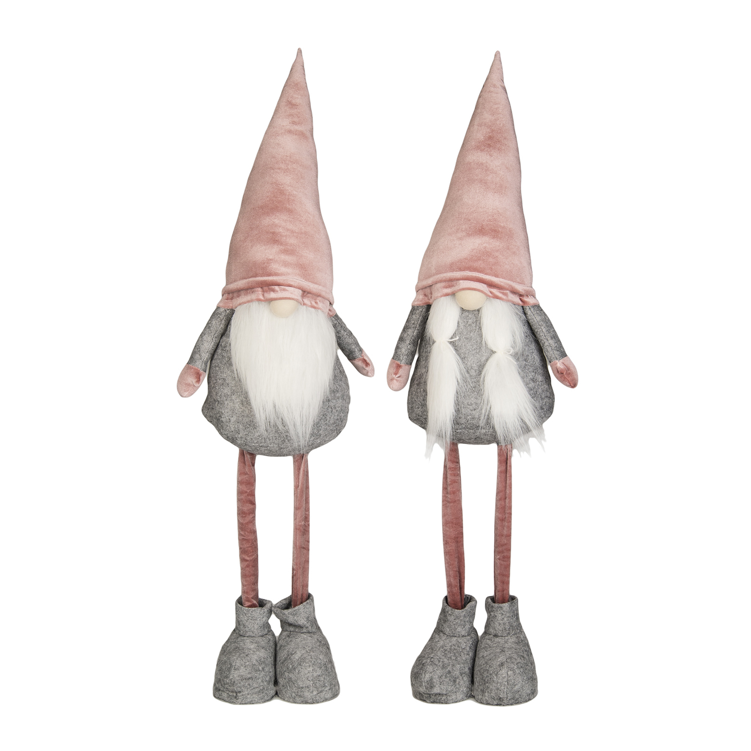 Che 56661 Gnomo Cappello Velluto Rosa Gambe Allungabili 95Cm 2 Ass.