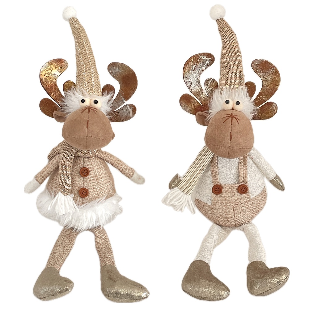 Dig 61126 Renna Marley Soft Xmas 13*14*55Cm Champagne 2 Ass.