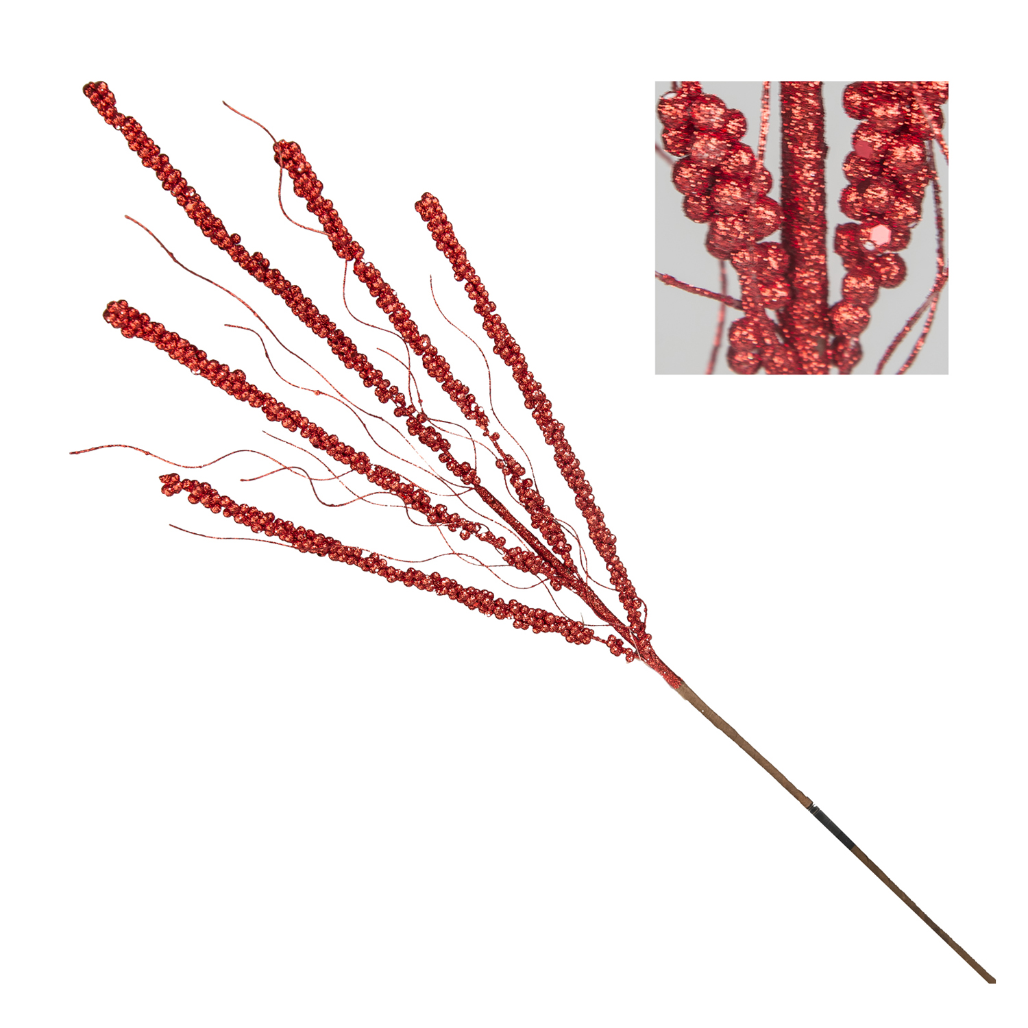 Dor 57888 Stelo Mini Bacche Glitter Rosso 86Cm