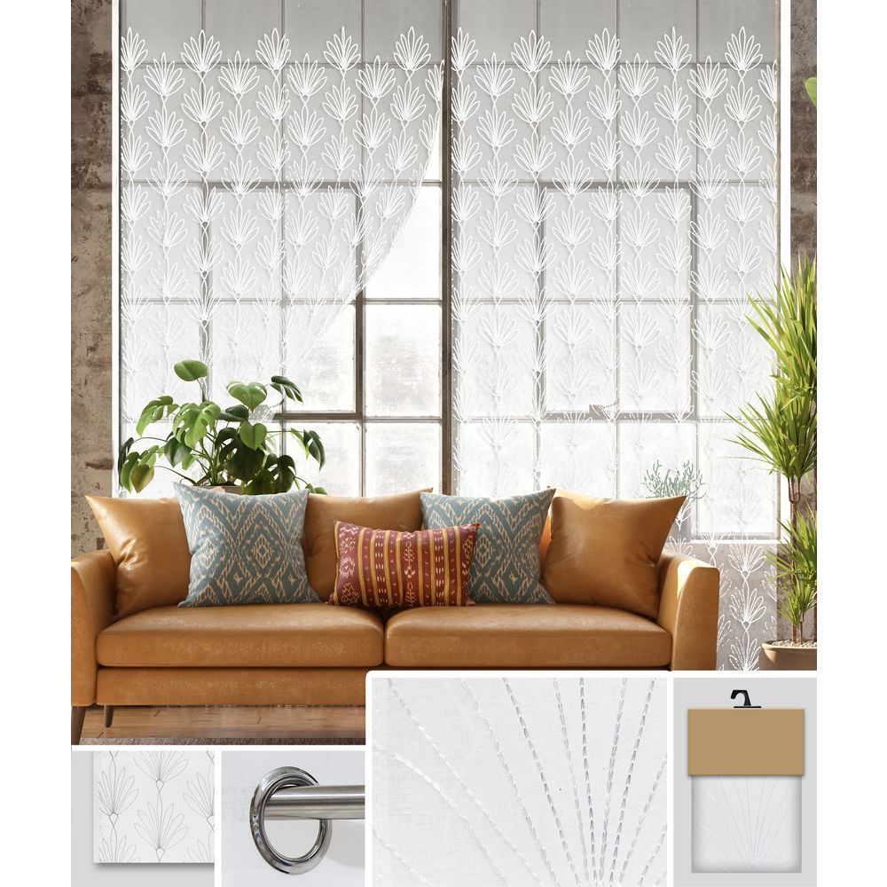 GAX 60747 Tenda Tiare' Ricam. Bianco Fondo Bianco 140*280Cm