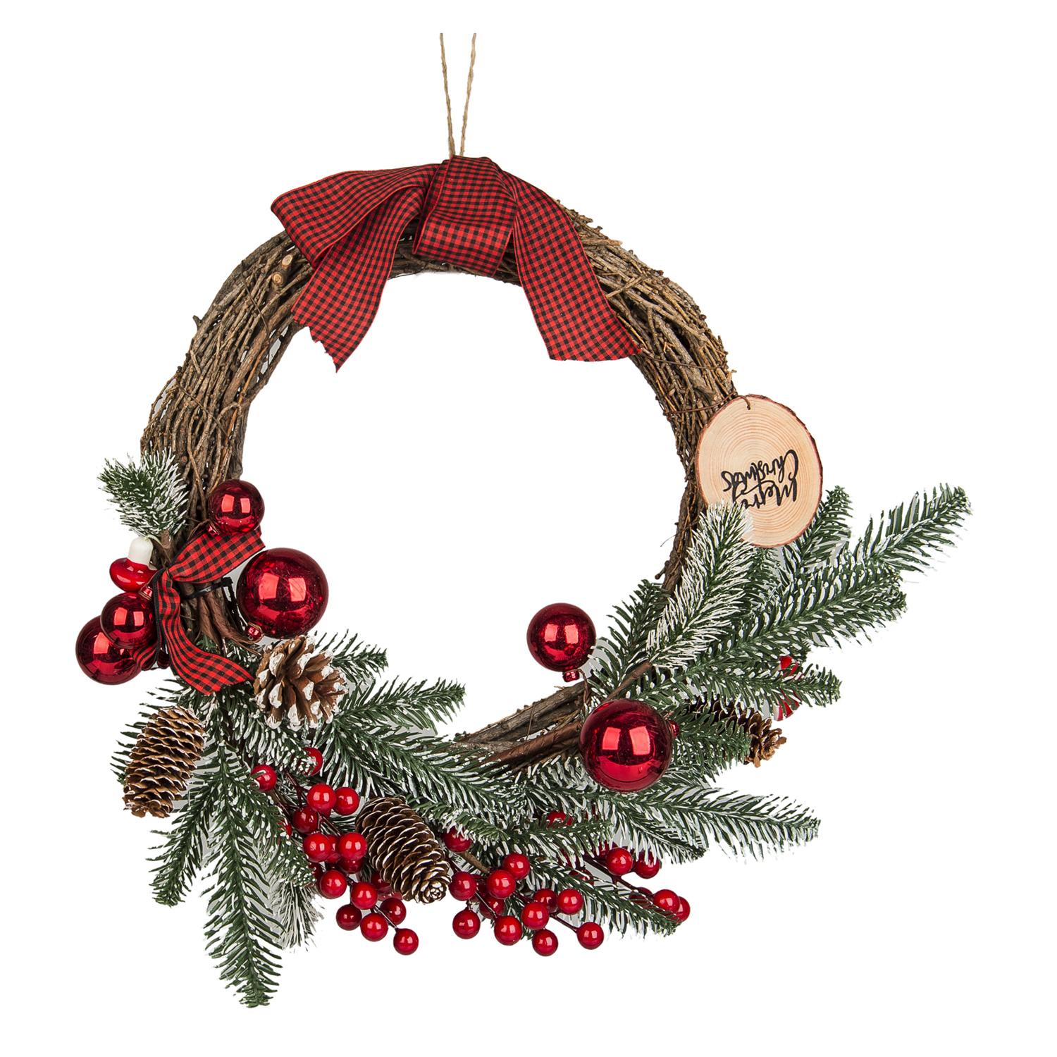 Lei 57682 Ghirlanda Sfere Natale Wood D.40Cm
