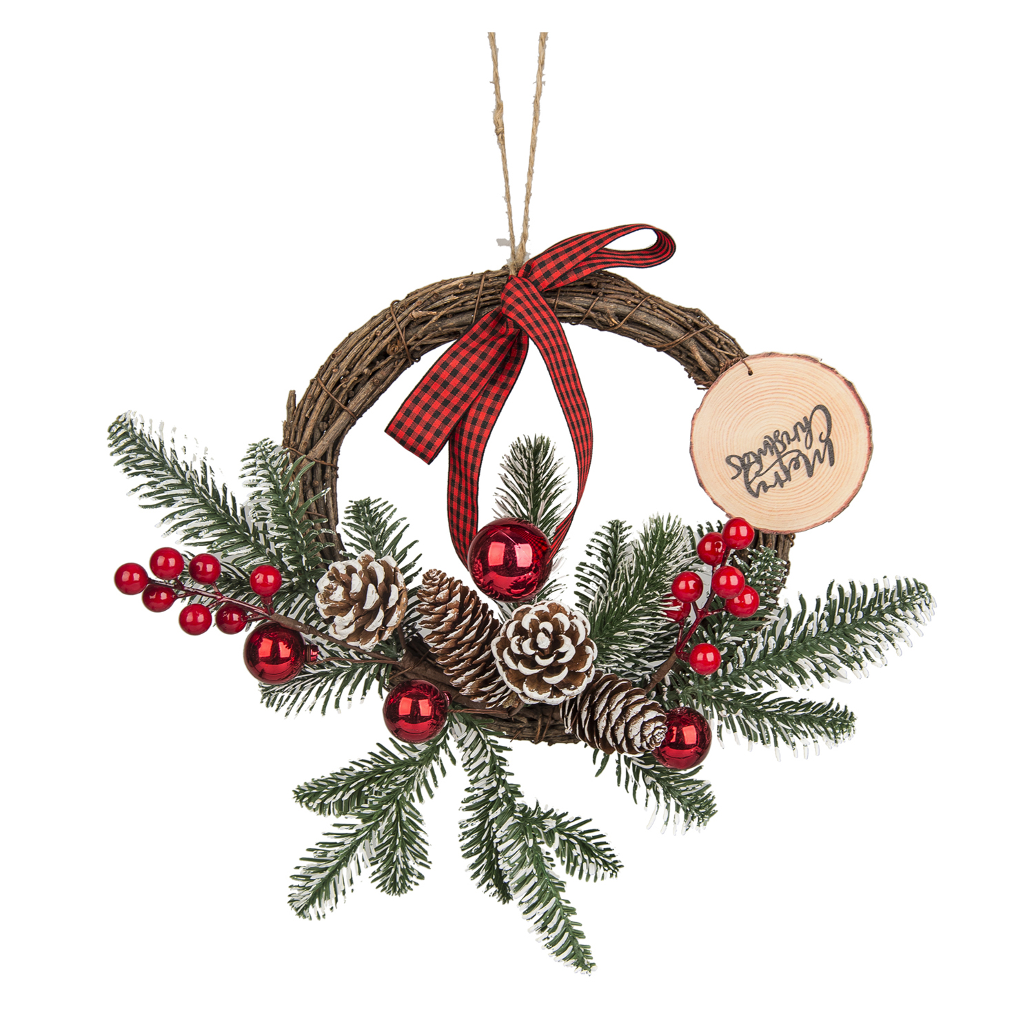 Lei 57683 Ghirlanda Sfere Natale Wood D.33Cm