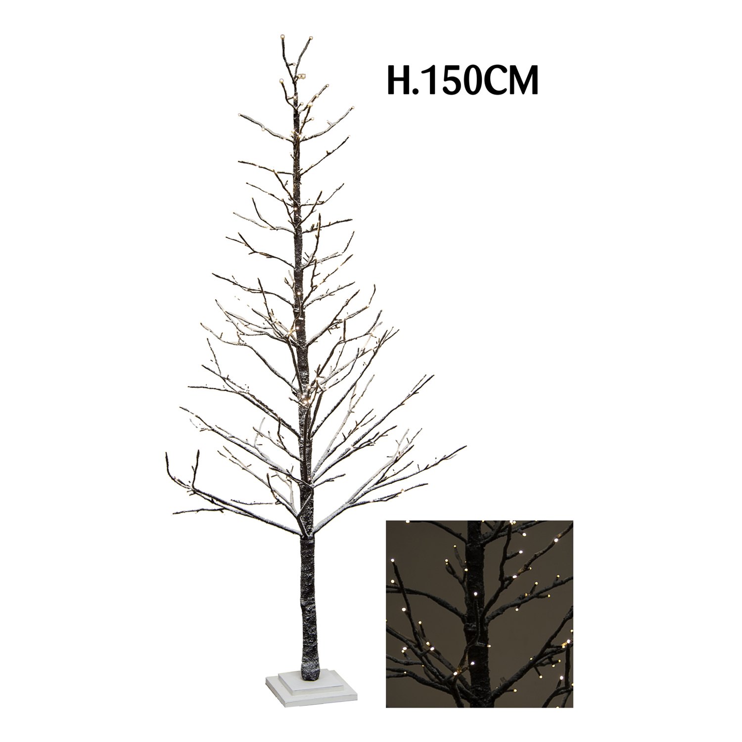 Tom 56503 Albero Natale Naturale/Innevato 186 Luci Led Calde H.150Cm