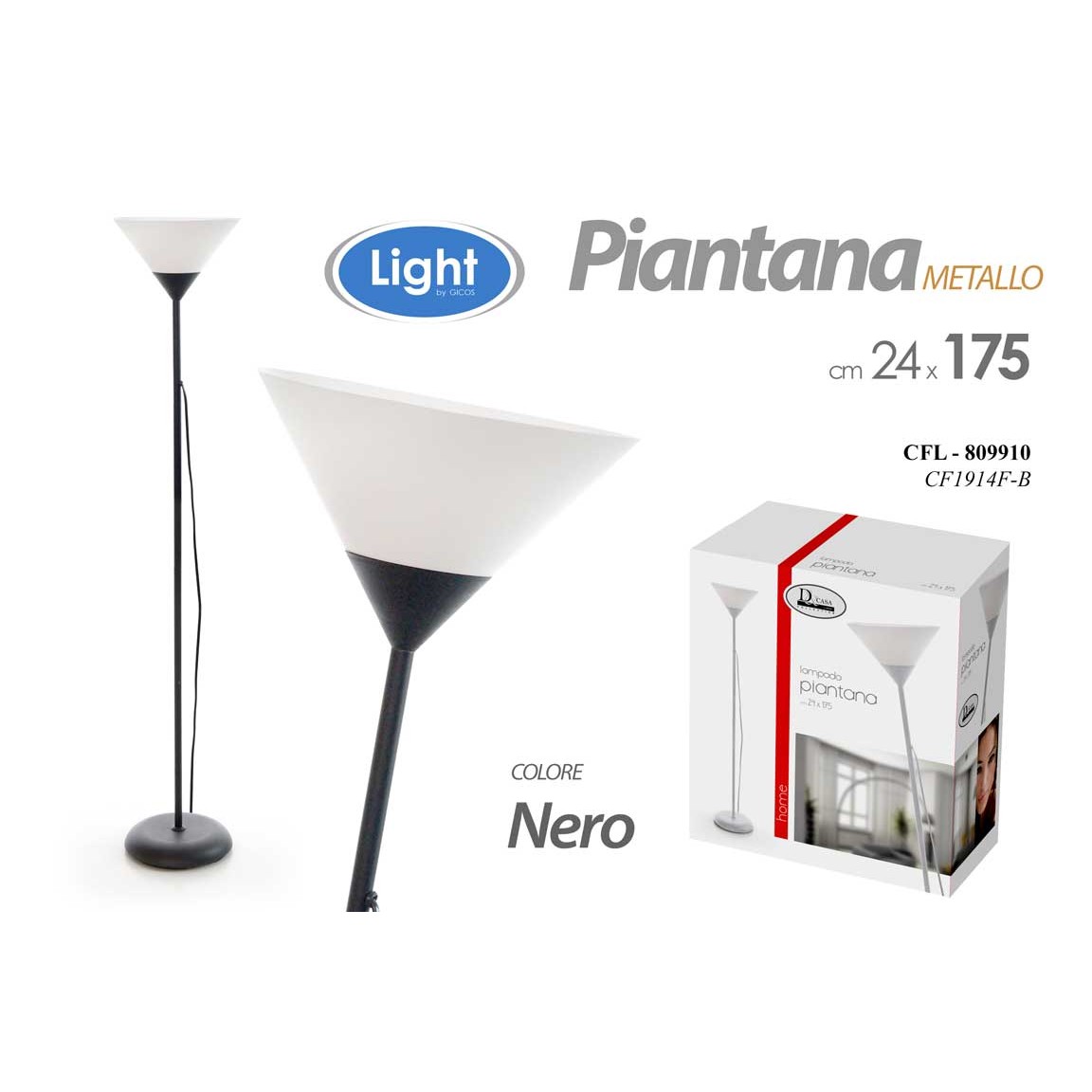 Cfl/Piantana Nera 24*24*175 Cf1914F/B