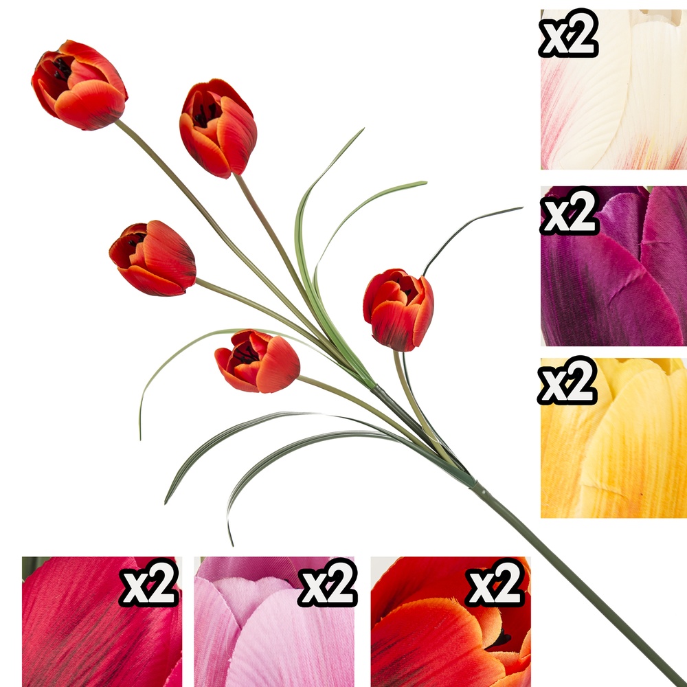 Gig 17141 Stelo Tulipano 5 Fiori 96Cm 6Ass.