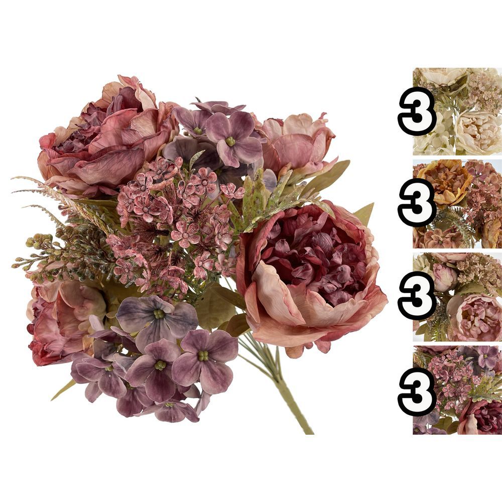 NIN 62211 Mazzo Shabby Harmony Peonie Ortensie 47Cm 4 Ass.
