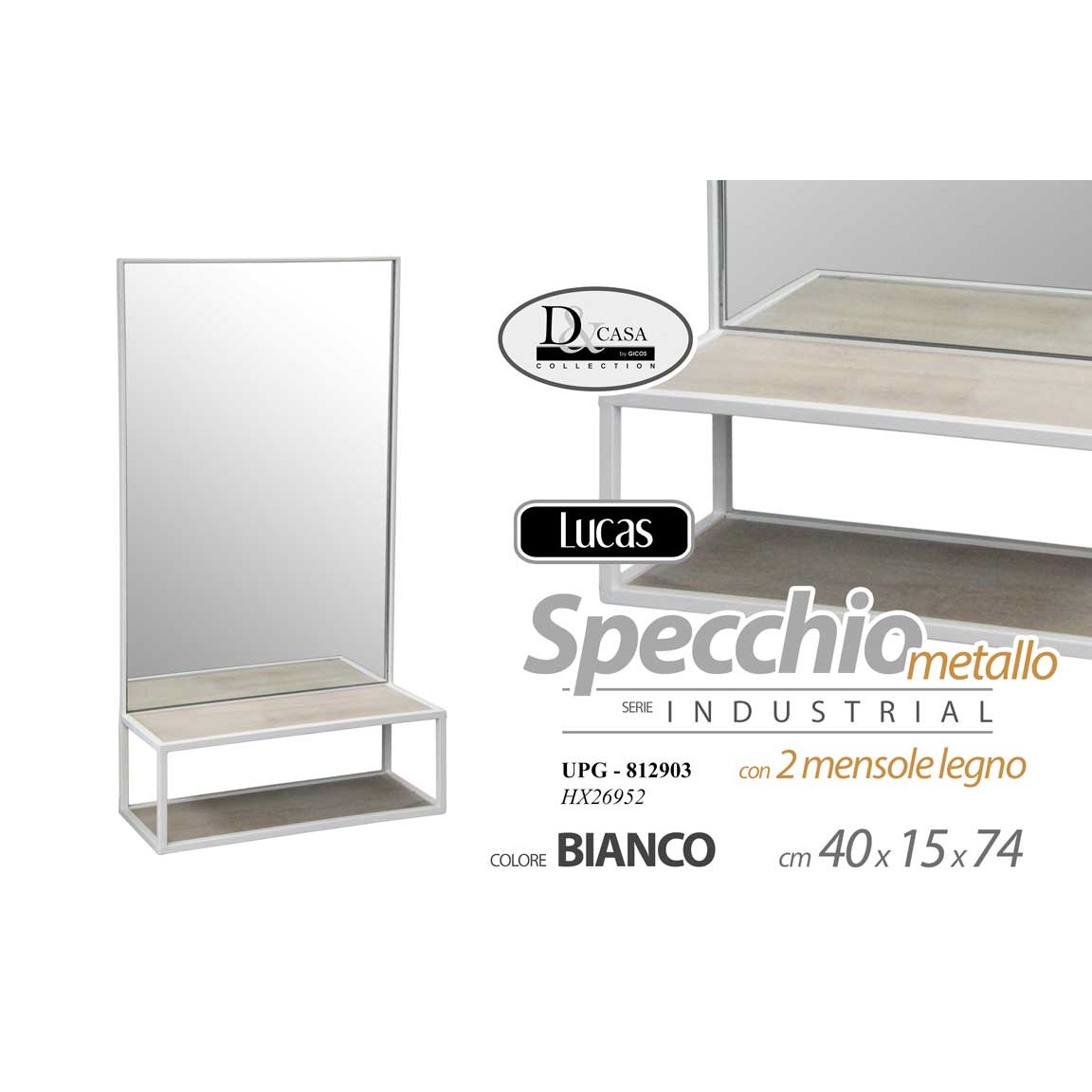 Upg/Specchio C/Men.Bia 40*15*74 Hx26952