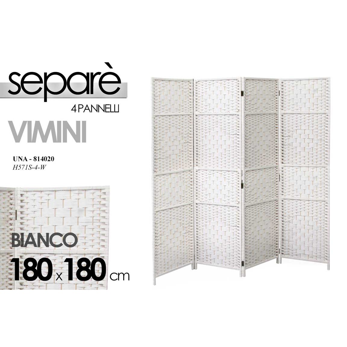 Una/Separe 4 Pan Bco 180*180 H571S/4/W