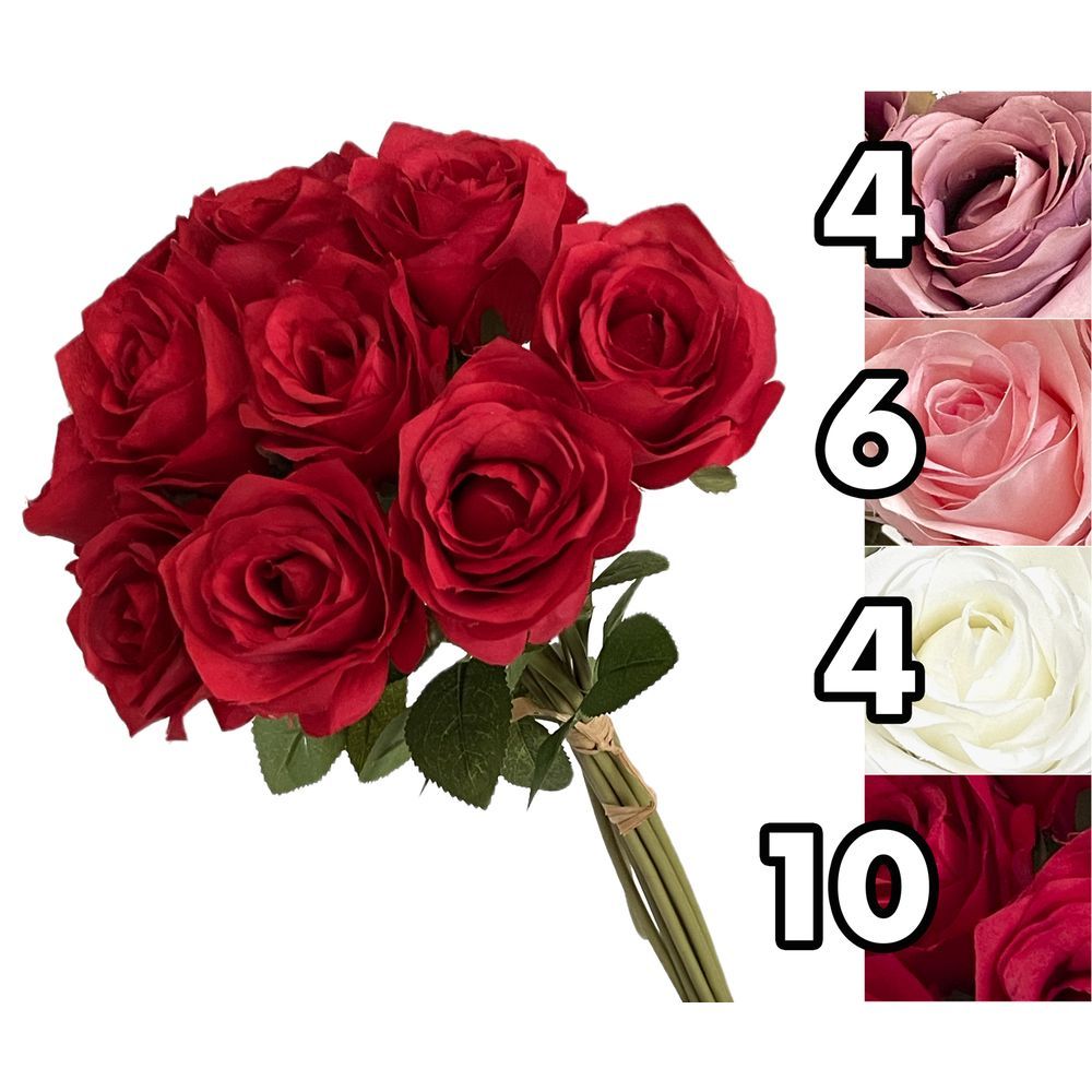 AME 62098 Mazzetto Rose 10 Fiori 41Cm 4 Ass.