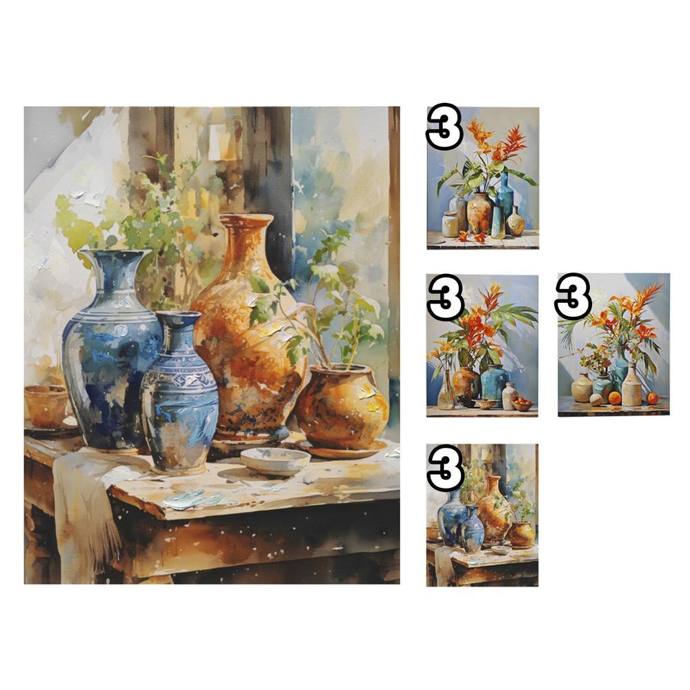 DAV 62146 Tela Composizione Vasi 40*50Cm 4 Ass.