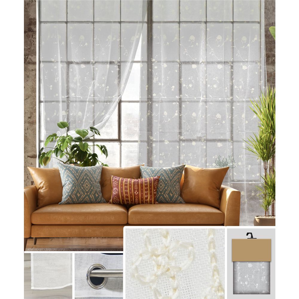 GAX 62033 Tenda White Rosette Ricamo Beige 140*280Cm
