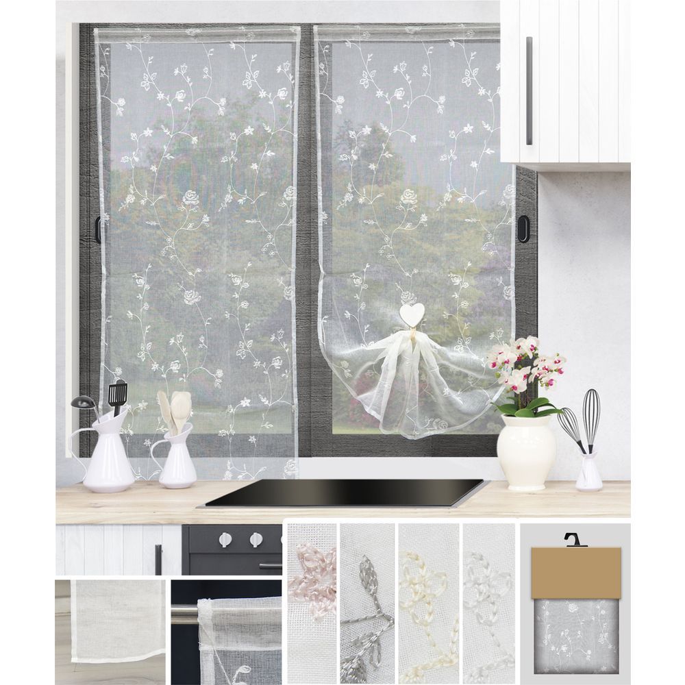 GAX 62035 Coppia Tendine White Rosette 2 X 60*150Cm 4 Ass.