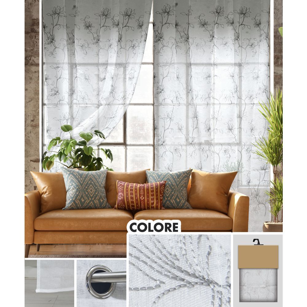GAX 62043 Tenda Annette Ricamo Grigio 140*280Cm