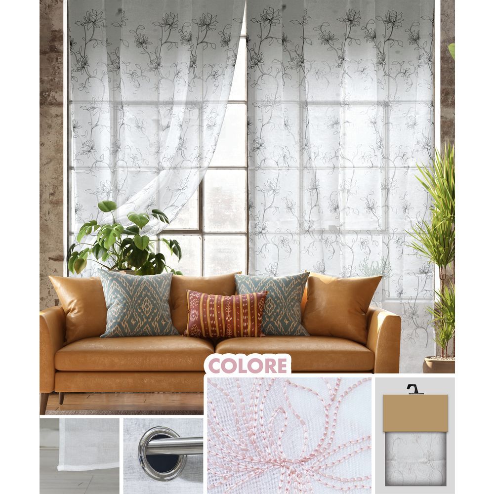 GAX 62044 Tenda Annette Ricamo Rosa 140*280Cm