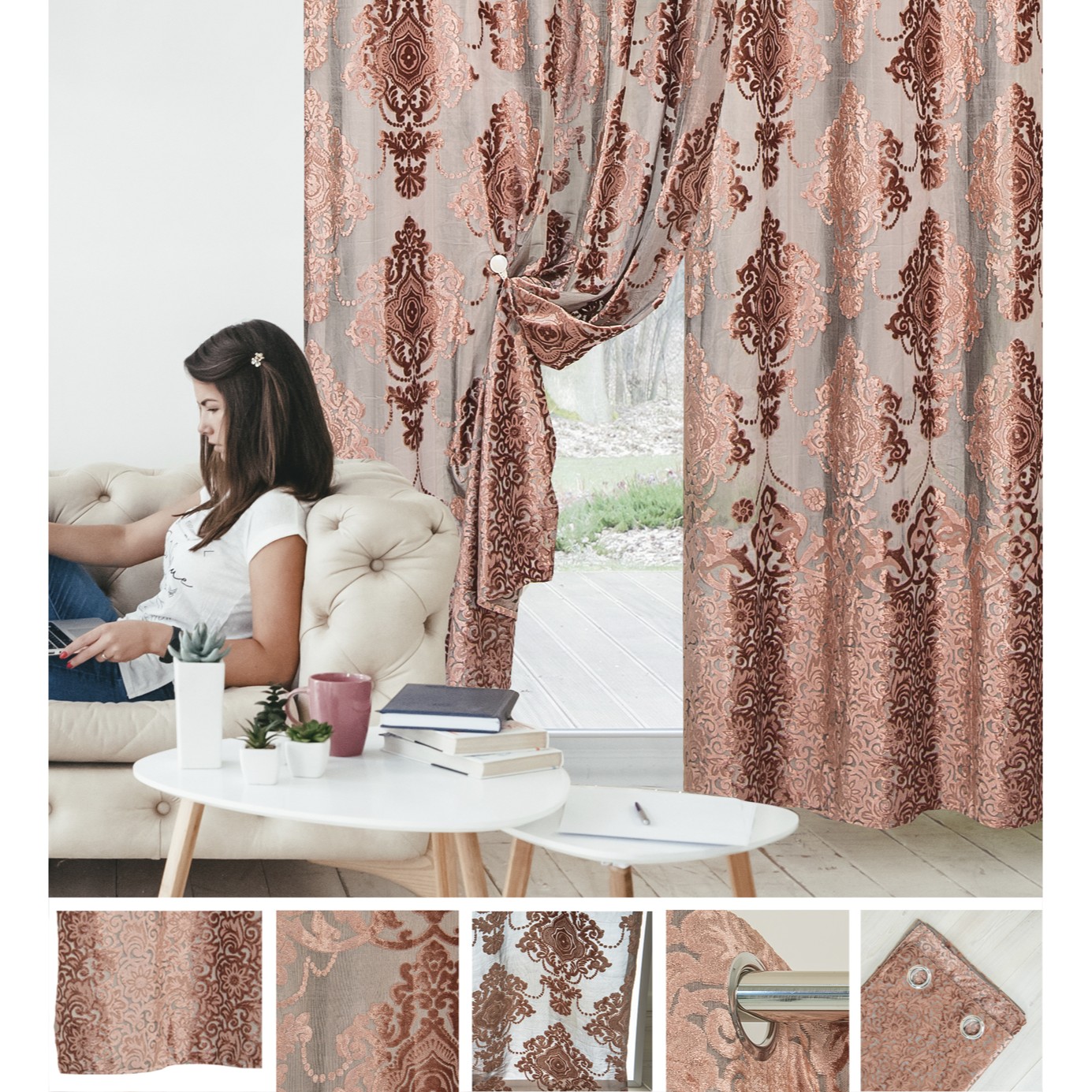 Hua 55203 Tenda Versailles 140X280Cm Antique Pink