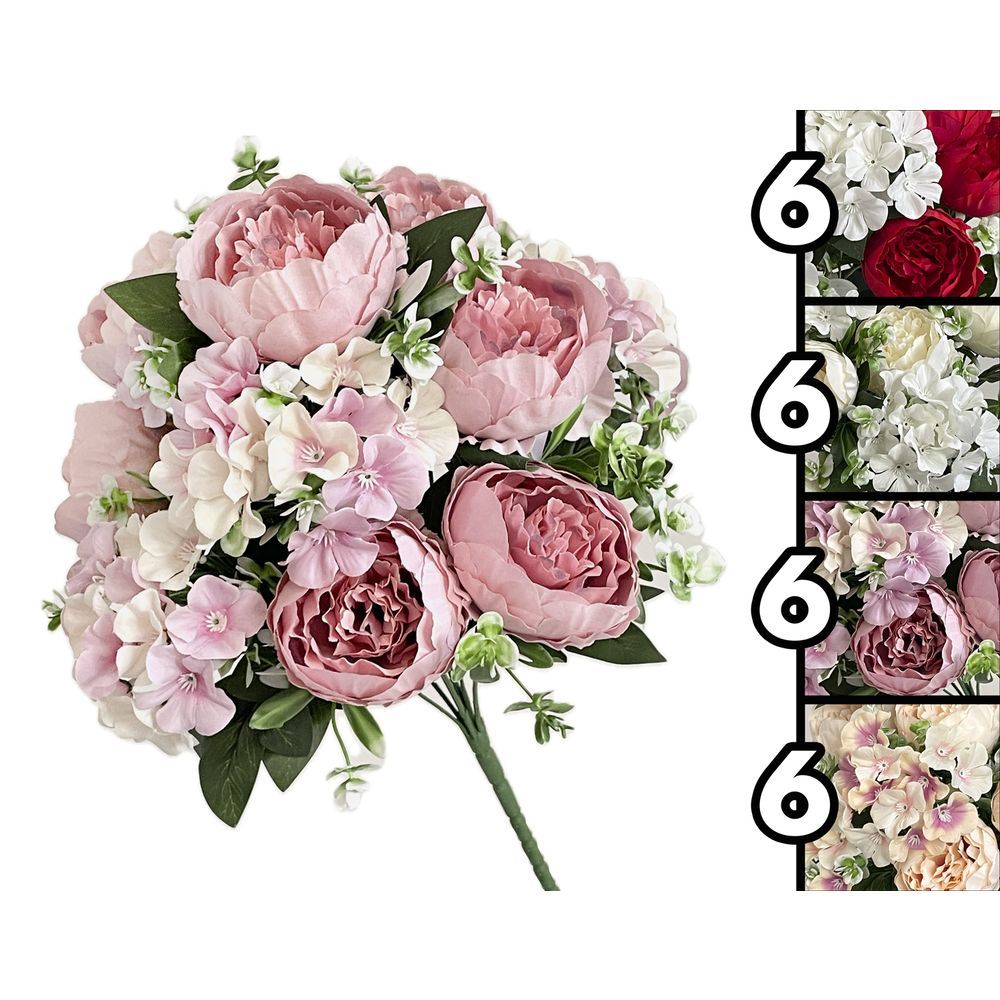 LAN 62137 Bouquet Rich Peonie Ortesie 48Cm 4 Ass.