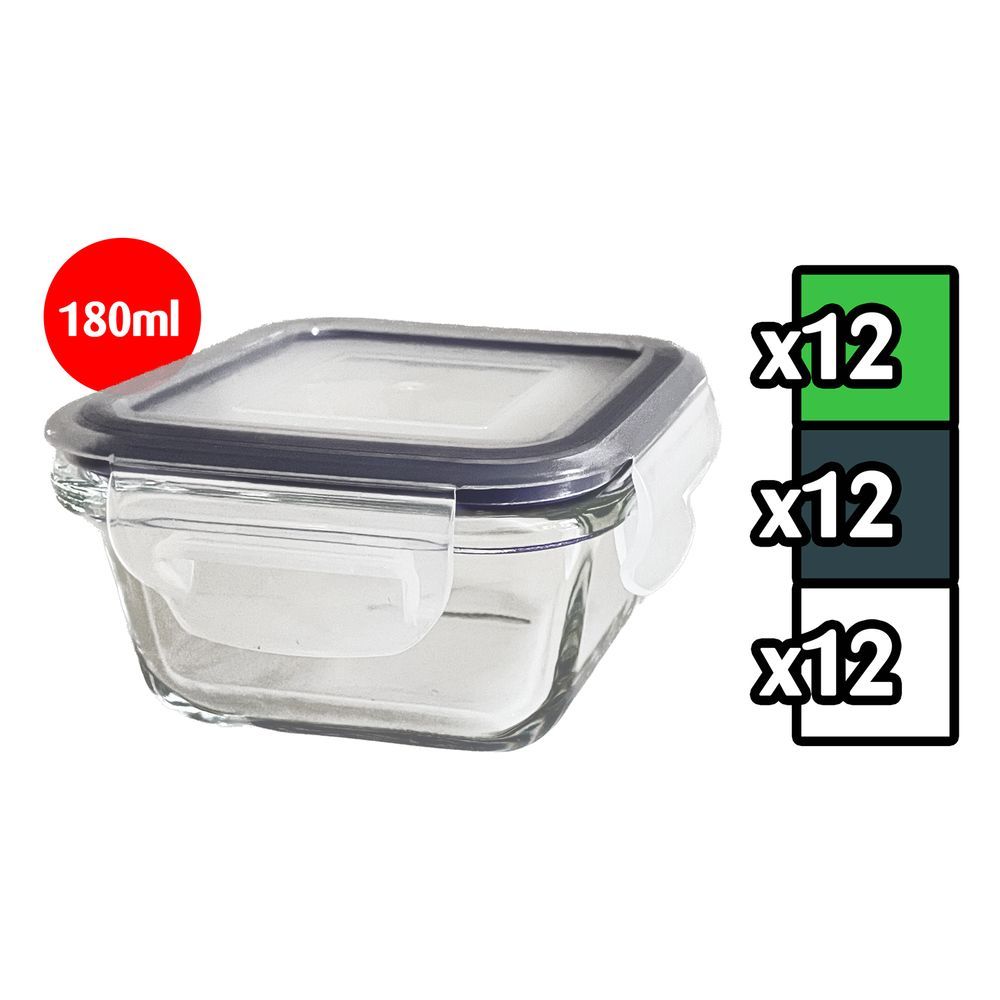 Leh 60015 Contenitore In Vetro C/ Coperchio Quadrato 180Ml 10,4*10,4*6Cm