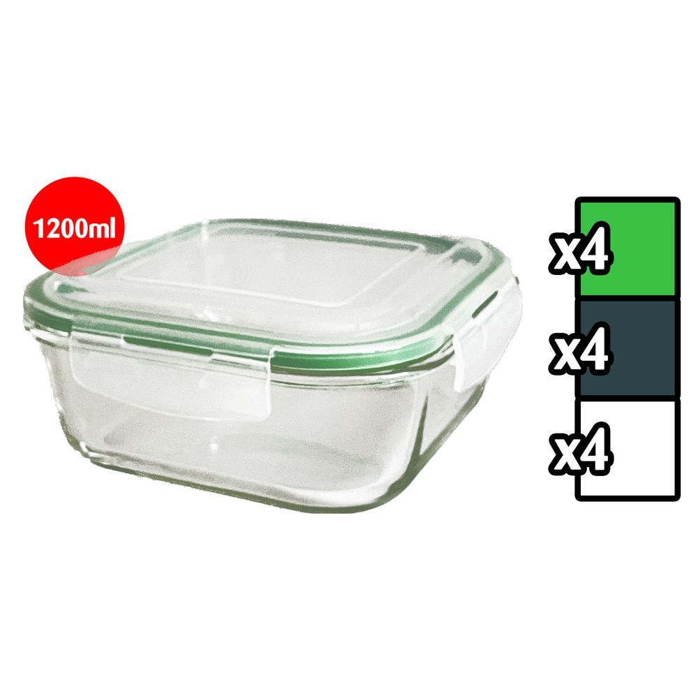 Leh 60017 Contenitore In Vetro C/ Coperchio Quadrato 1200Ml 18,2*18,2*8,3Cm