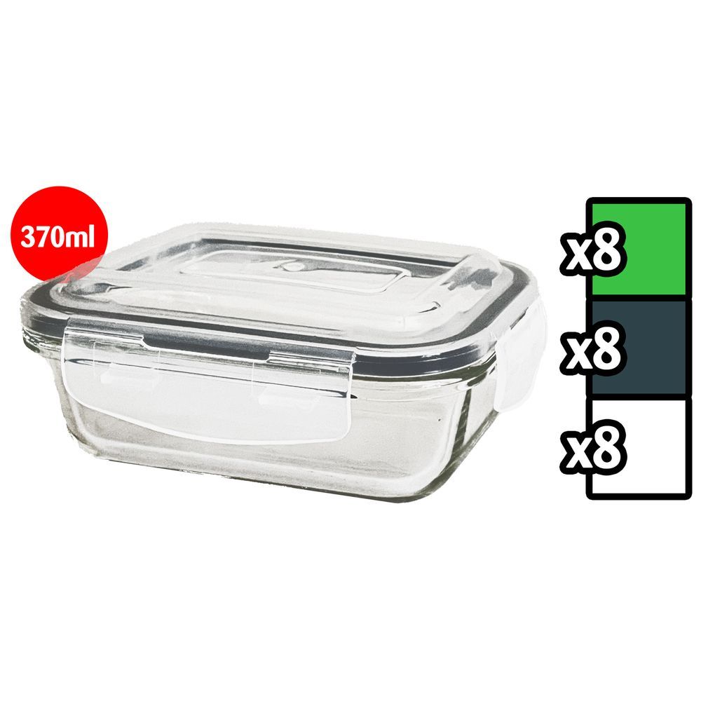 Leh 60018 Contenitore In Vetro C/ Coperchio Rett. 370Ml 15,5*11,4*6,3Cm