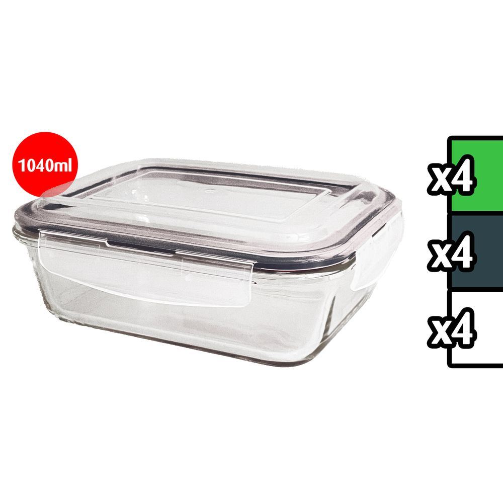 Leh 60020 Contenitore In Vetro C/ Coperchio Rett. 1040Ml 20,7*15,5*7,6Cm