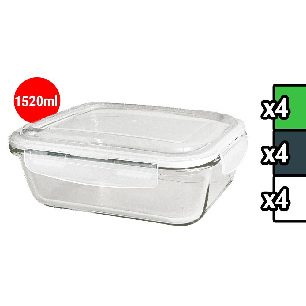 Leh 60021 Contenitore In Vetro C/ Coperchio Rett. 1520Ml 23,2*17,6*8,3Cm