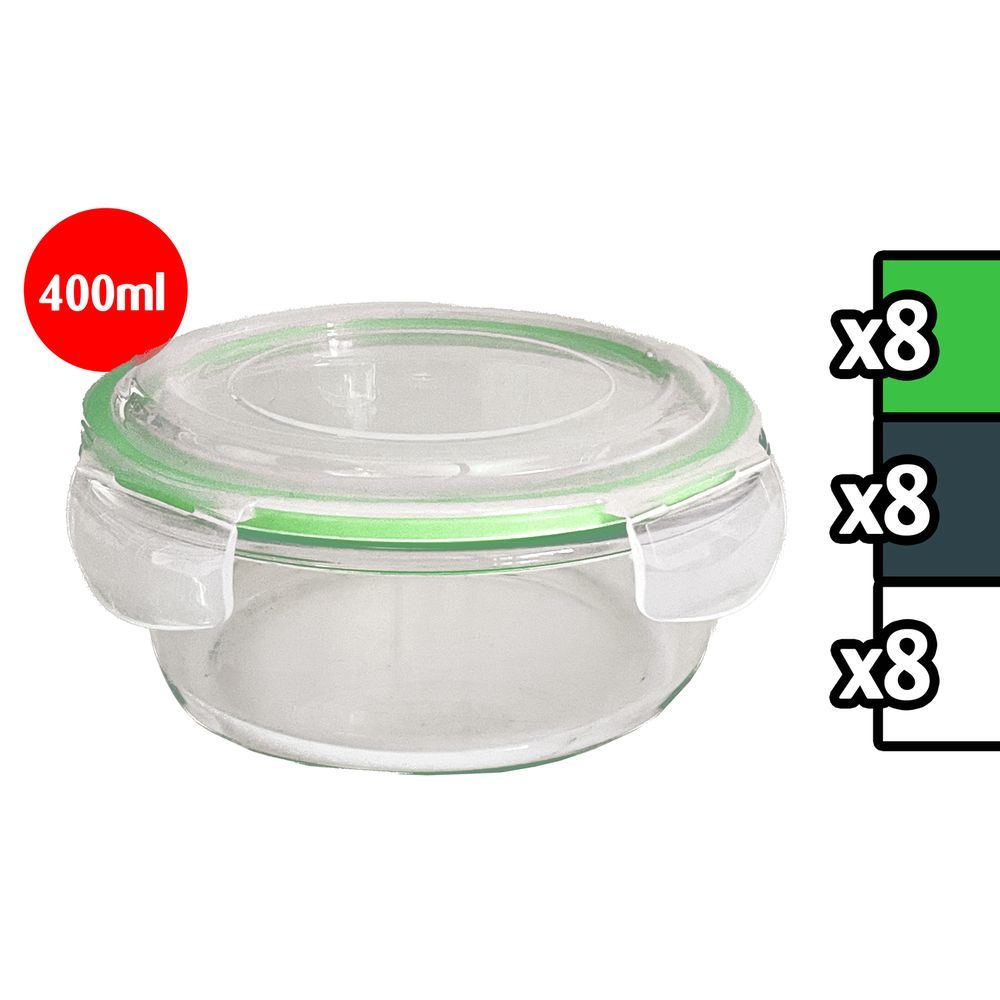 Leh 60023 Contenitore In Vetro C/ Coperchio Tondo 400Ml 13,7*13,7*6,5Cm