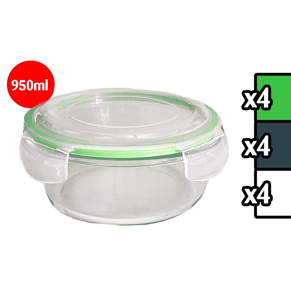 Leh 60025 Contenitore In Vetro C/ Coperchio Tondo 950Ml 18*18*8,1Cm